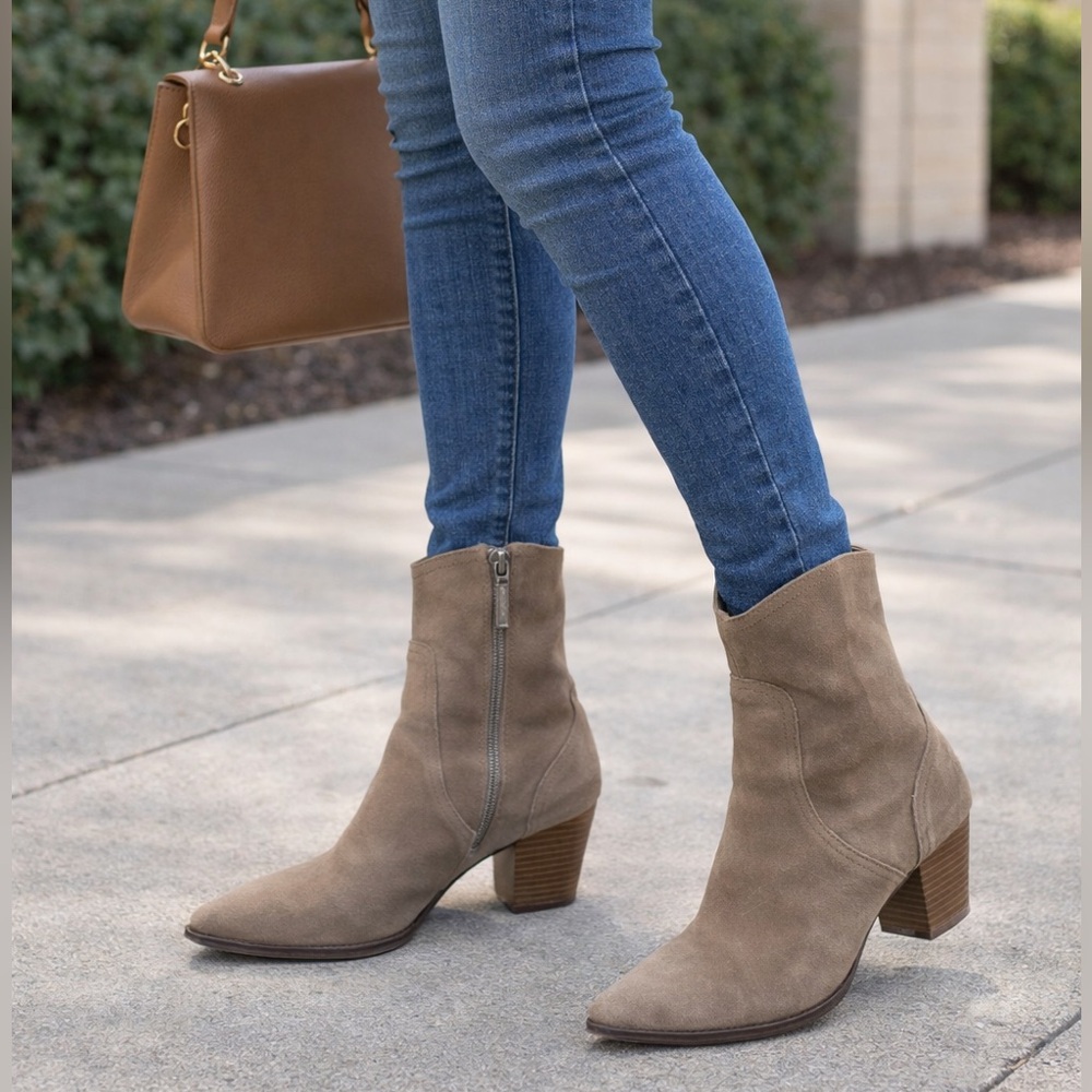 Zara Taupe Suede Ankle Booties